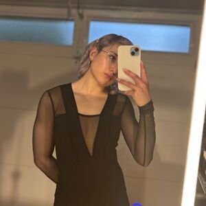 Bebe Black Mesh Bodysuit
